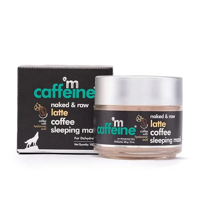 mCaffeine De-Stressing Latte Coffee Sleeping Face Pack with Hyaluronic Acid & Niacinamide | Moisturizes & Hydrates for 48 Hrs | Night Care Routine for All Skin Types (100gm)