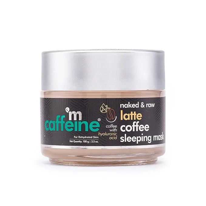 mCaffeine De-Stressing Latte Coffee Sleeping Face Pack with Hyaluronic Acid & Niacinamide | Moisturizes & Hydrates for 48 Hrs | Night Care Routine for All Skin Types (100gm)