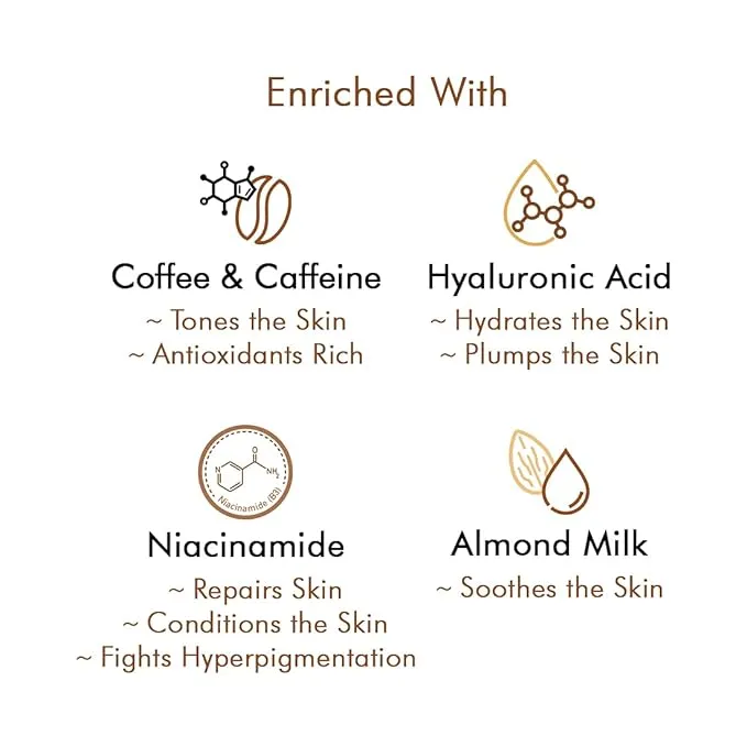 mCaffeine De-Stressing Latte Coffee Sleeping Face Pack with Hyaluronic Acid & Niacinamide | Moisturizes & Hydrates for 48 Hrs | Night Care Routine for All Skin Types (100gm)