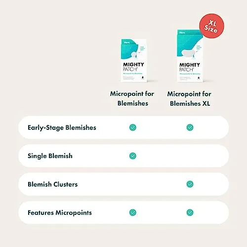 Mighty Patch Micropoint for Blemishes from Hero Cosmetics - Hydrocolloid Acne Spot Treatment Patch for Early Stage Zits and Hidden Pimples, 395 Proprietary Micropoints (8 Patches)