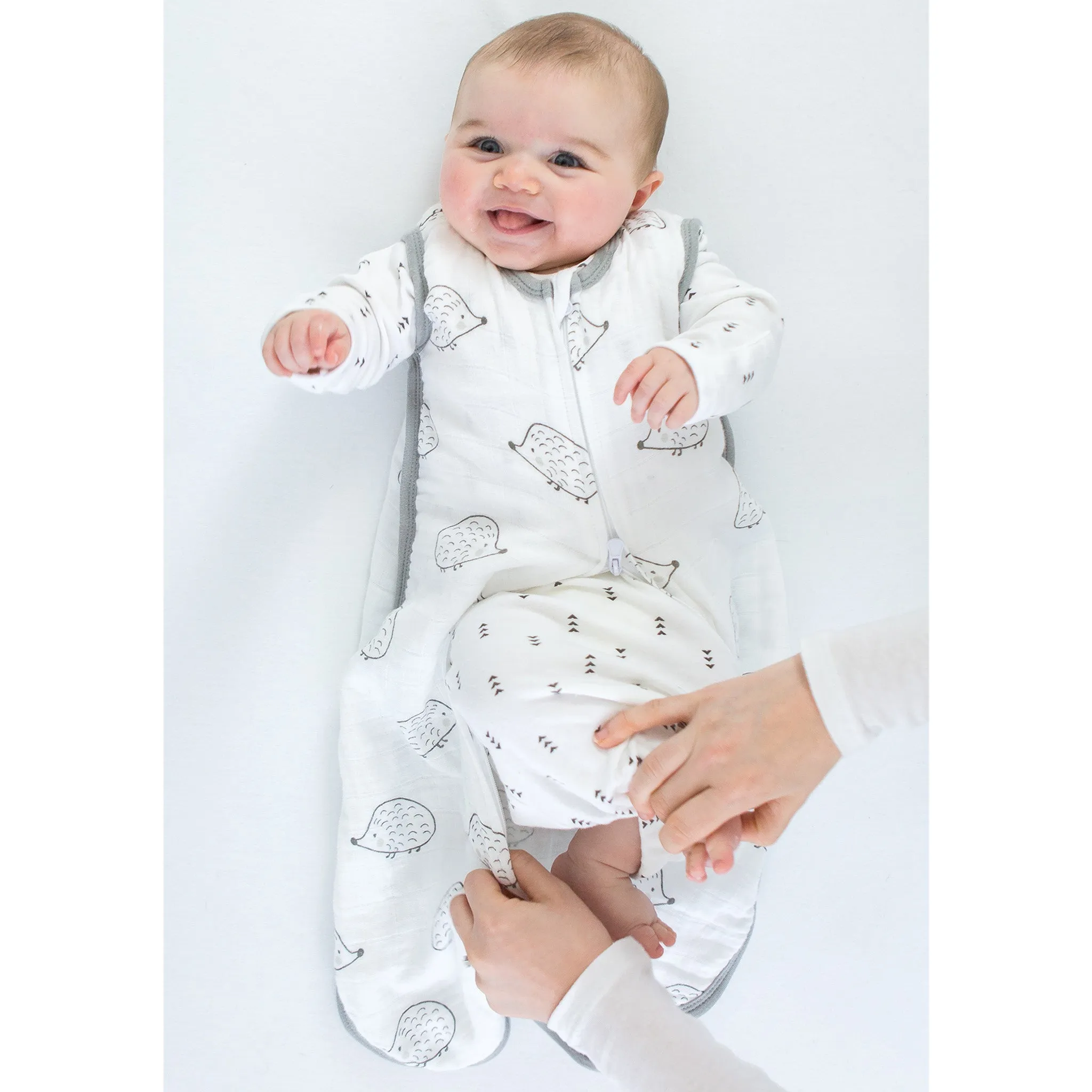 Muslin Non-Weighted zzZipMe Sack Set - Hedgehogs   Tiny Arrows, Black