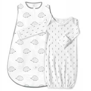 Muslin Non-Weighted zzZipMe Sack Set - Hedgehogs   Tiny Arrows, Black