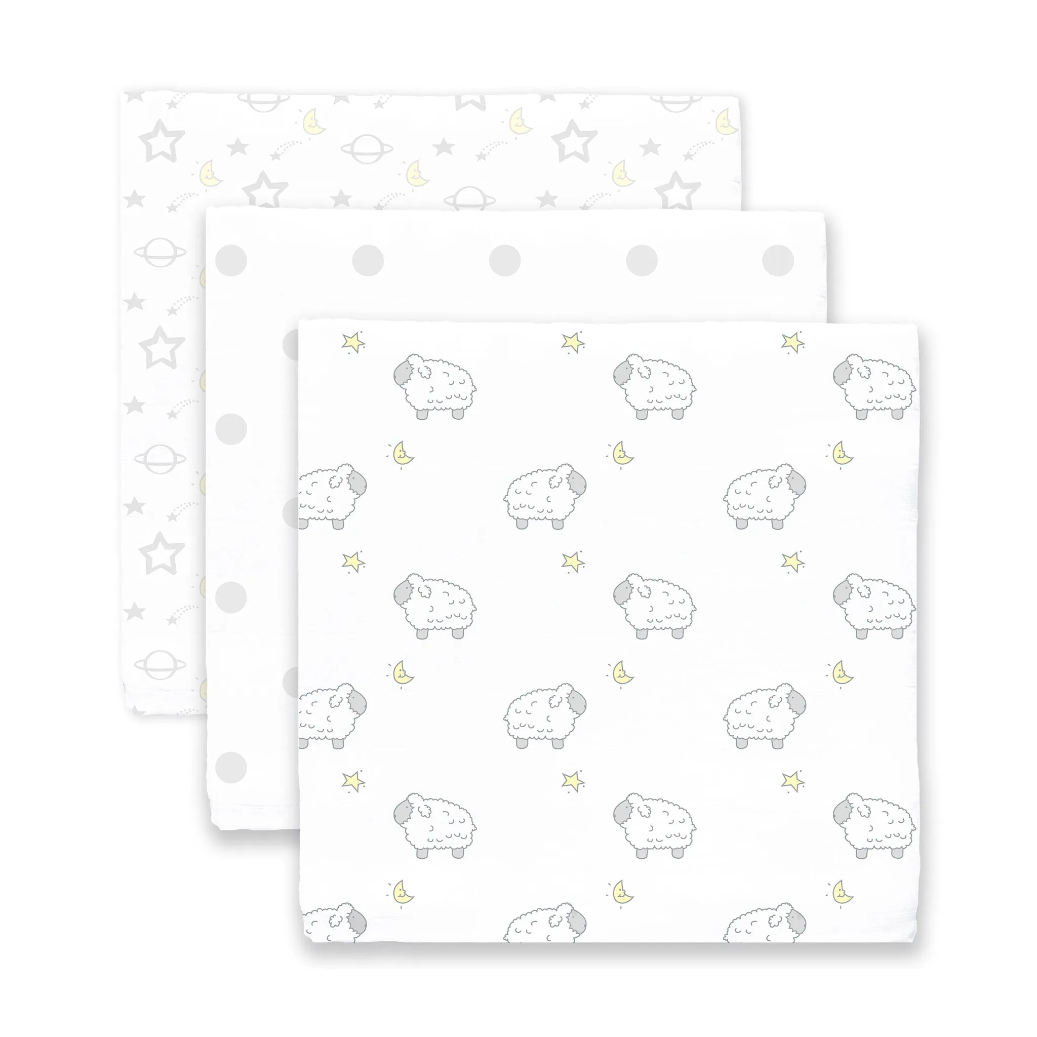 Muslin Swaddle 3-Pack, Pajama Gown and Hat Gift Set - Heathered Gray, Newborn
