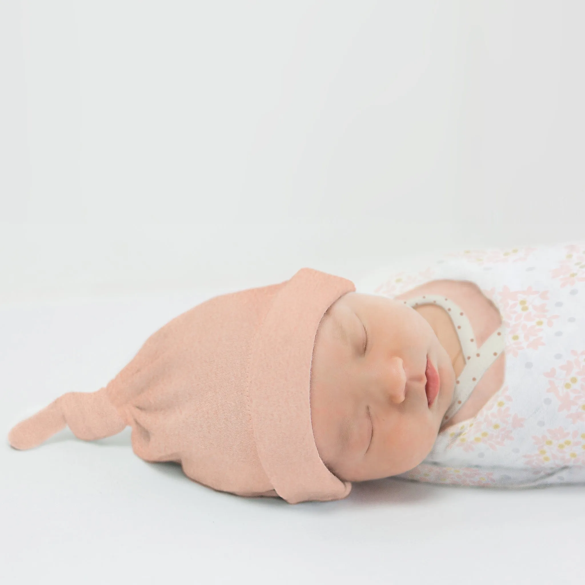 Muslin Swaddle 3-Pack, Pajama Gown and Hat Gift Set - Heathered Peach Blush, Newborn