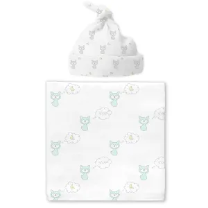 Muslin Swaddle Blanket and Hat Gift Set - Fox, Sterling, Newborn