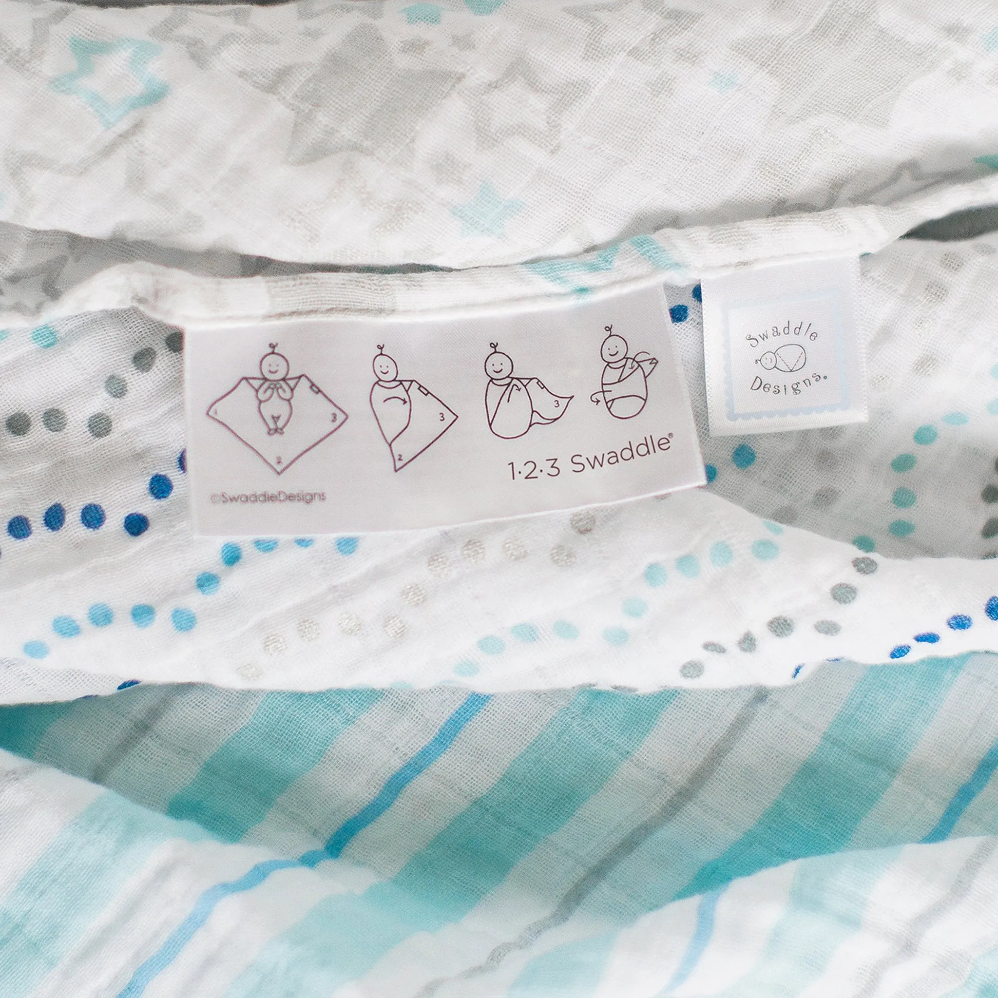 Muslin Swaddle, Pajama Gown and Hat Gift Set - Doggie, Pastel Blue, Newborn