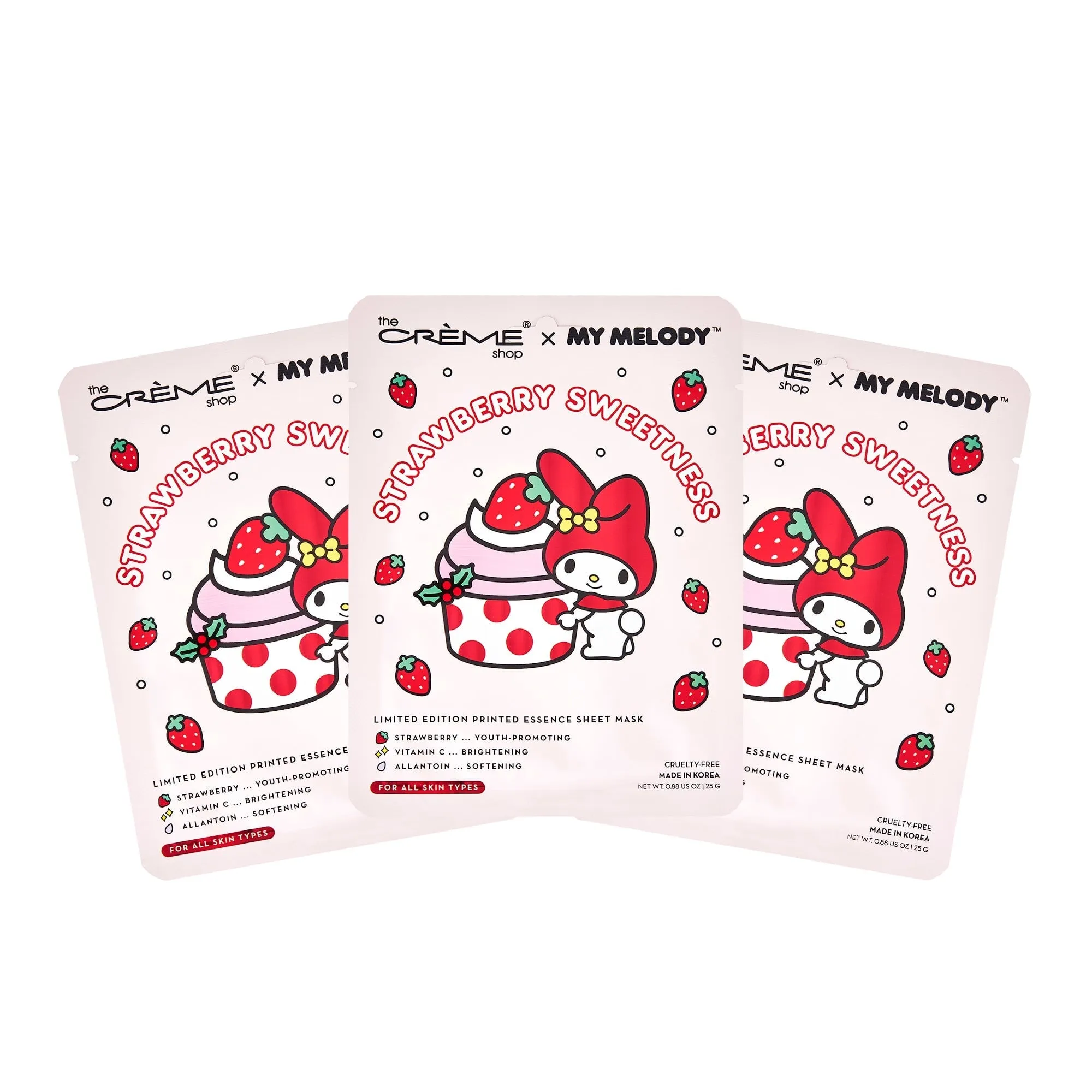 My Melody Strawberry Sweetness Printed Essence Sheet Mask (Set of 3)