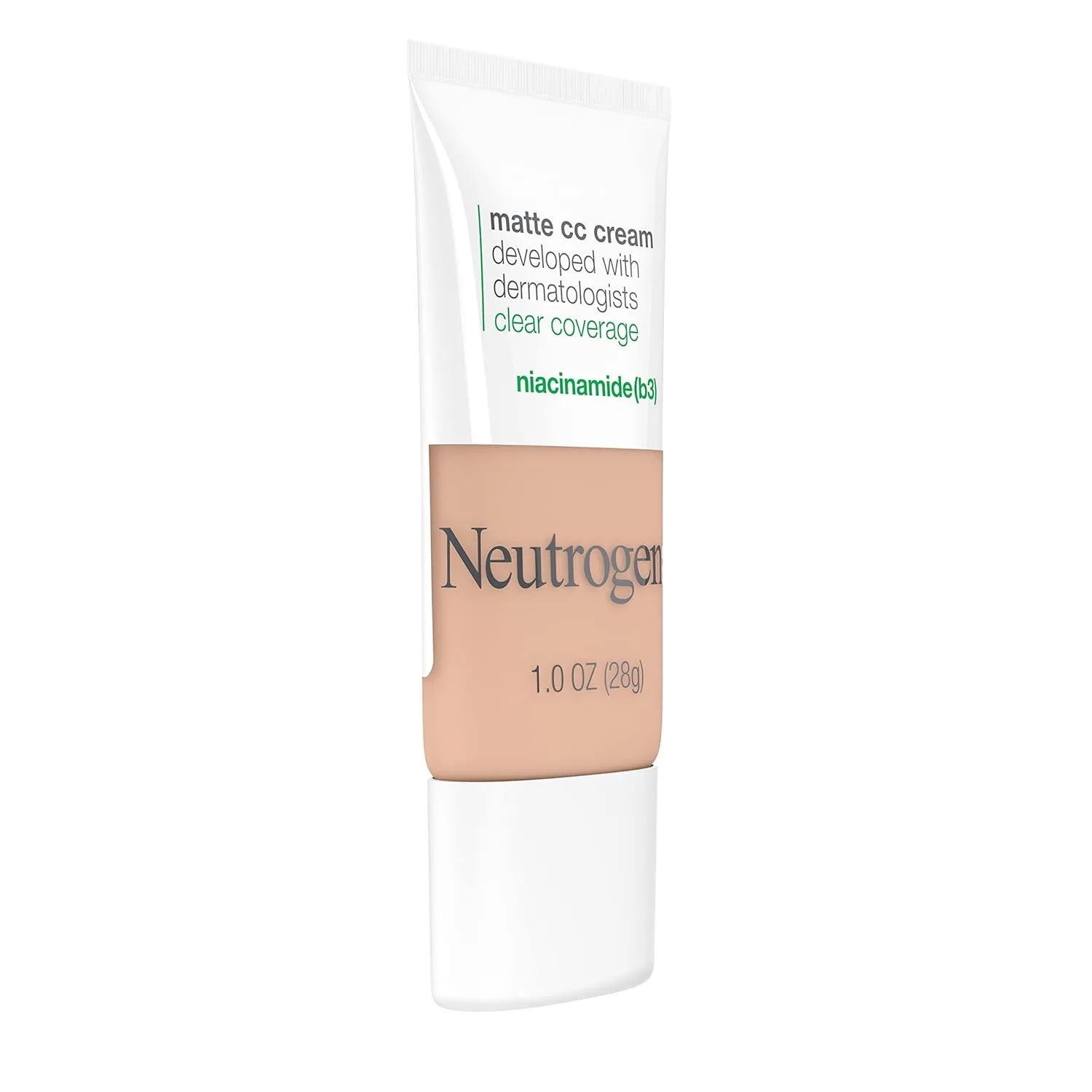 Neutrogena Clear Coverage Flawless Matte CC Cream, Full-Coverage Color Correcting Cream Face Makeup with Niacinamide (b3), Hypoallergenic, Oil Free & Fragrance Free, Barley Beige, 1 oz