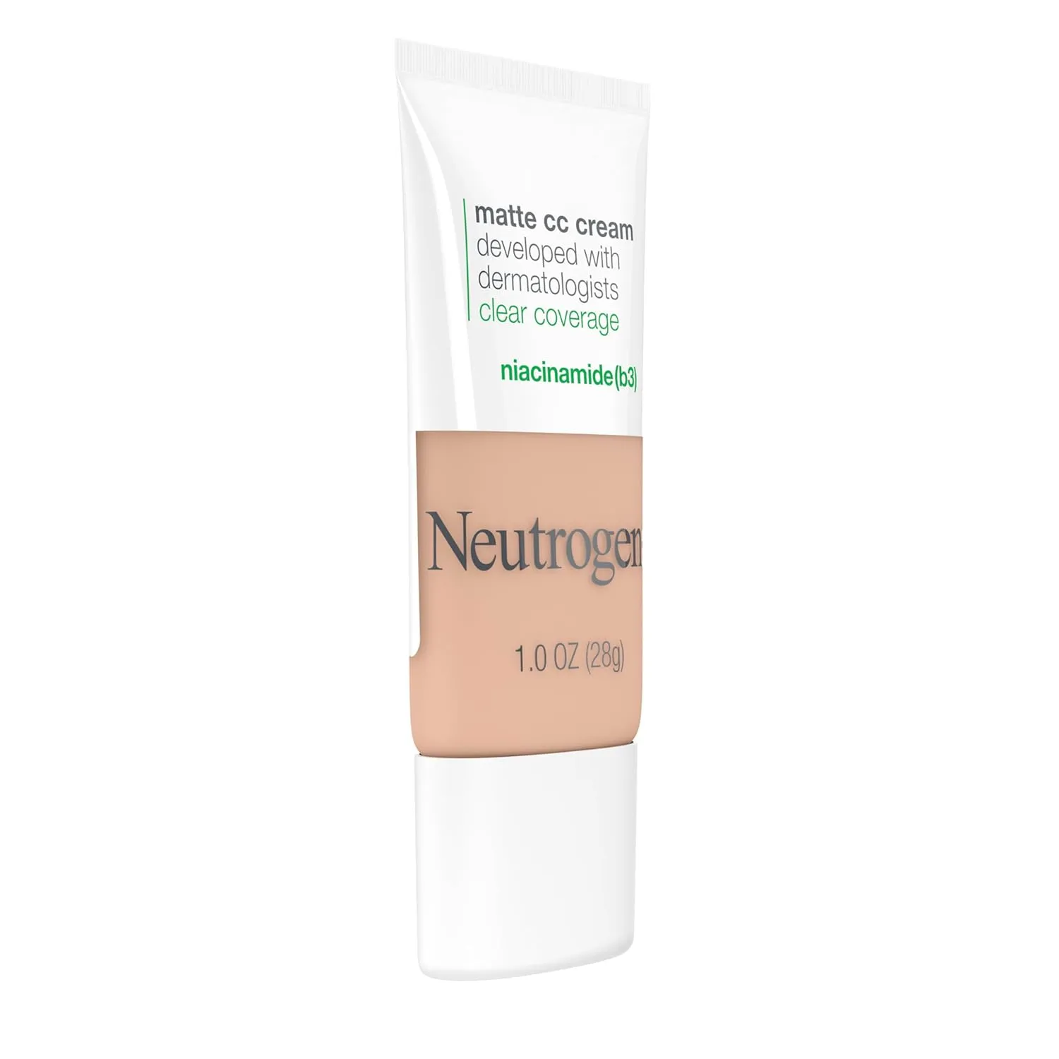 Neutrogena Clear Coverage Flawless Matte CC Cream, Full-Coverage Color Correcting Cream Face Makeup with Niacinamide (b3), Hypoallergenic, Oil Free & Fragrance Free, Barley Beige, 1 oz