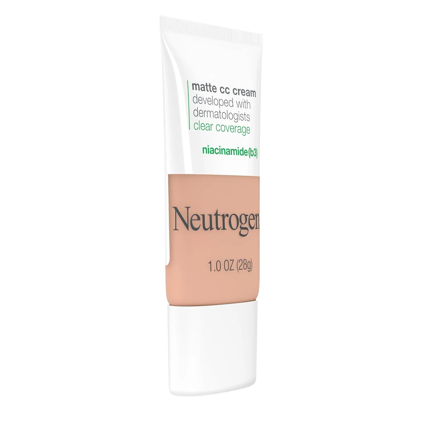 Neutrogena Clear Coverage Flawless Matte CC Cream, Full-Coverage Color Correcting Cream Face Makeup with Niacinamide (b3), Hypoallergenic, Oil Free & Fragrance Free, Nougat, 1 oz