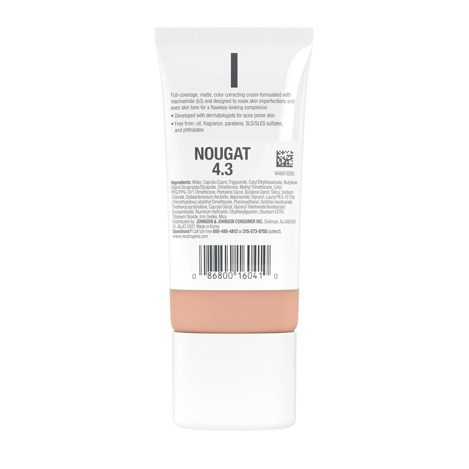 Neutrogena Clear Coverage Flawless Matte CC Cream, Full-Coverage Color Correcting Cream Face Makeup with Niacinamide (b3), Hypoallergenic, Oil Free & Fragrance Free, Nougat, 1 oz