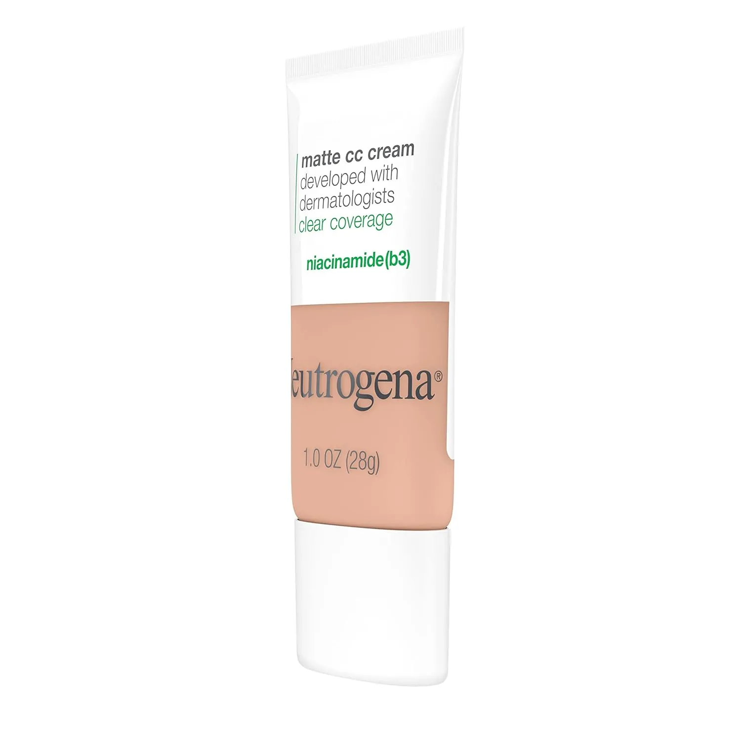 Neutrogena Clear Coverage Flawless Matte CC Cream, Full-Coverage Color Correcting Cream Face Makeup with Niacinamide (b3), Hypoallergenic, Oil Free & Fragrance Free, Nougat, 1 oz