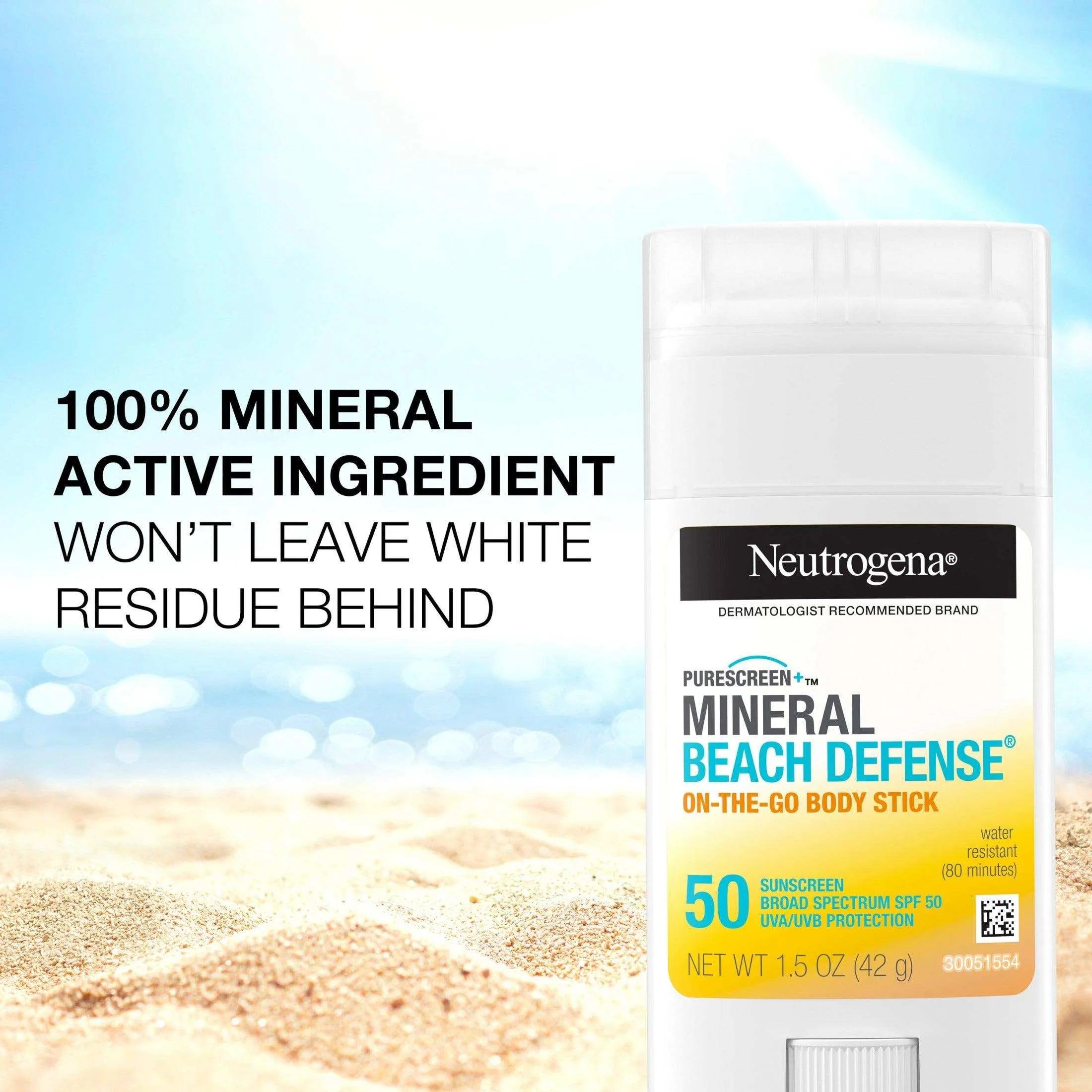 Neutrogena Purescreen  Beach Defense BodyStick Sunscreen SPF50 -1.5oz