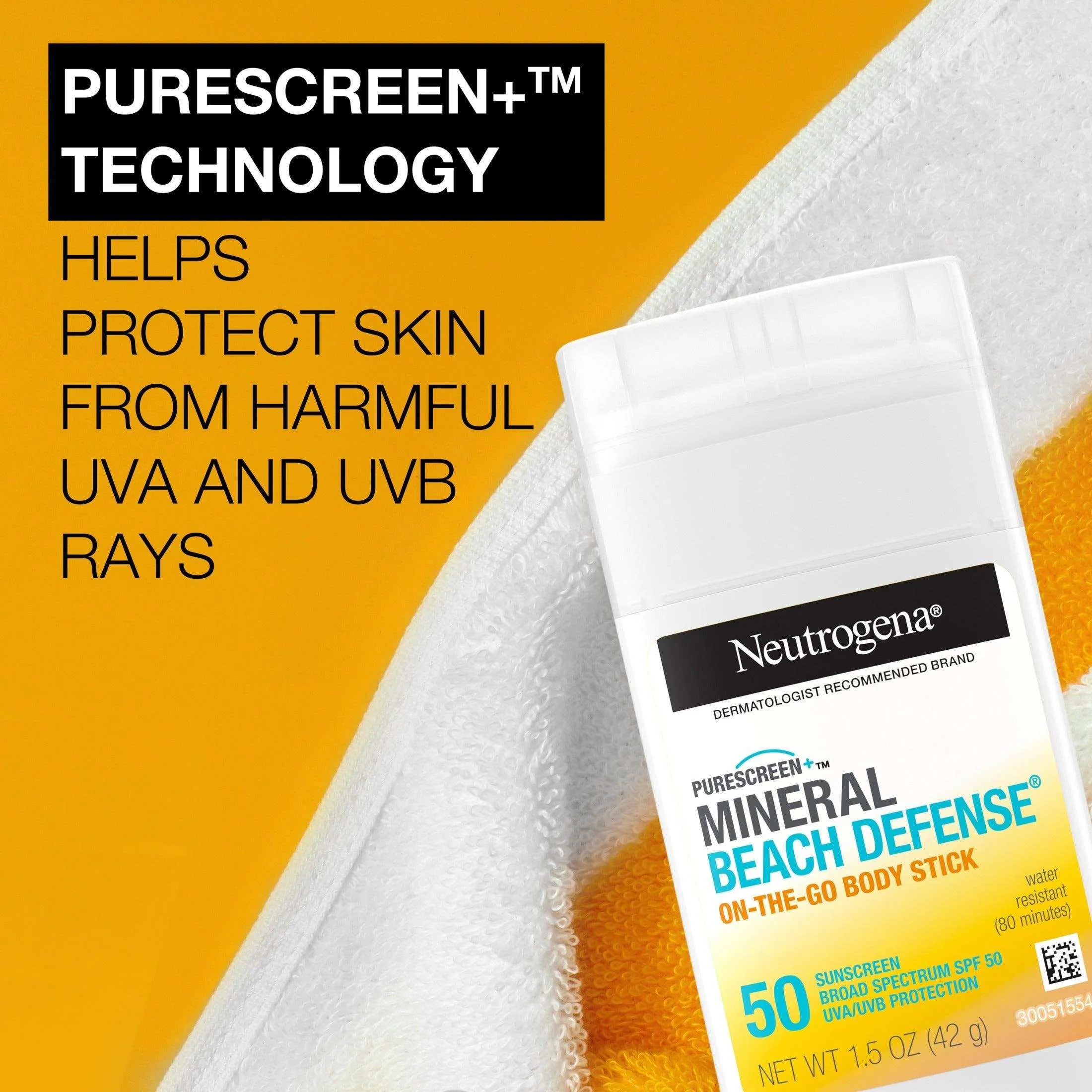 Neutrogena Purescreen  Beach Defense BodyStick Sunscreen SPF50 -1.5oz