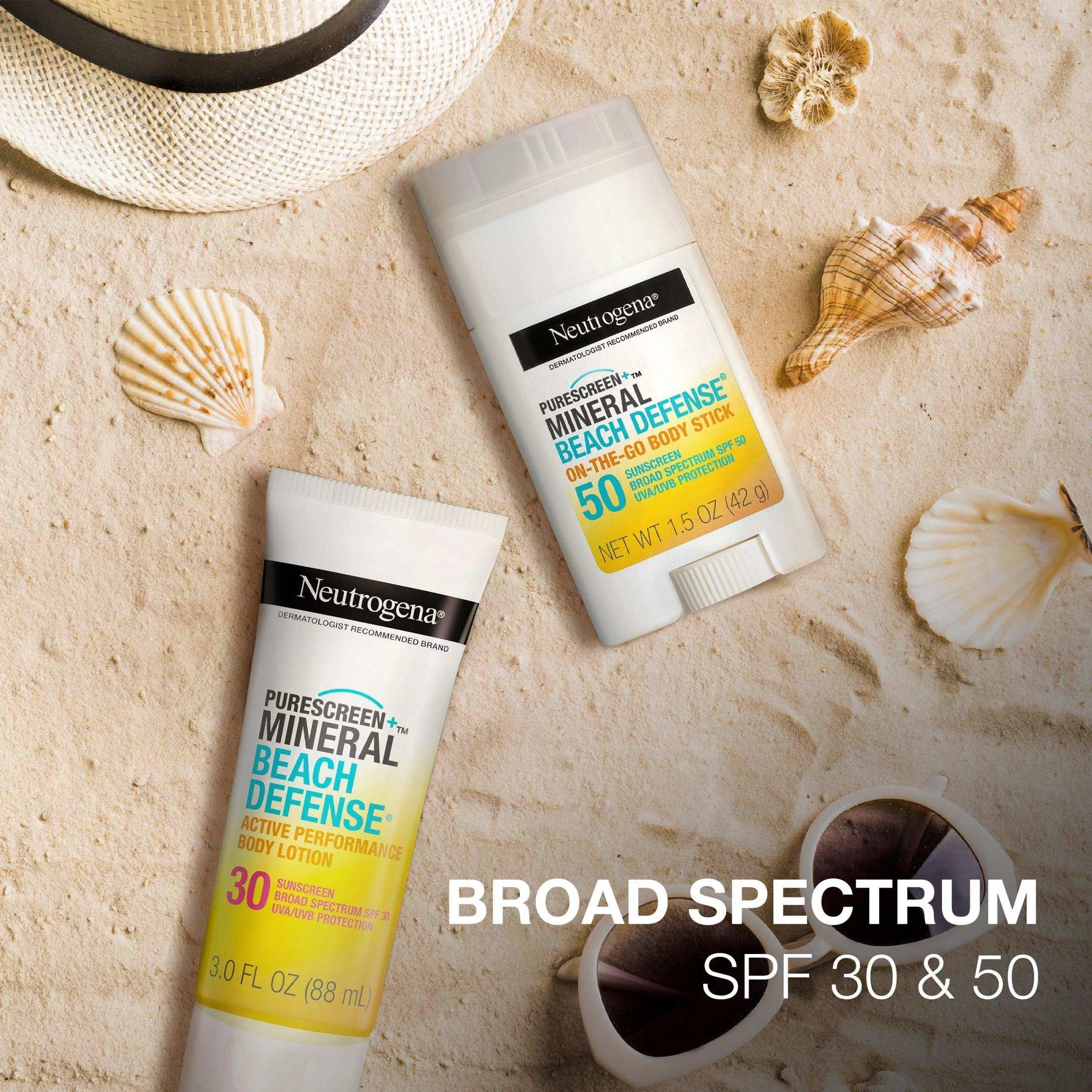 Neutrogena Purescreen  Beach Defense BodyStick Sunscreen SPF50 -1.5oz
