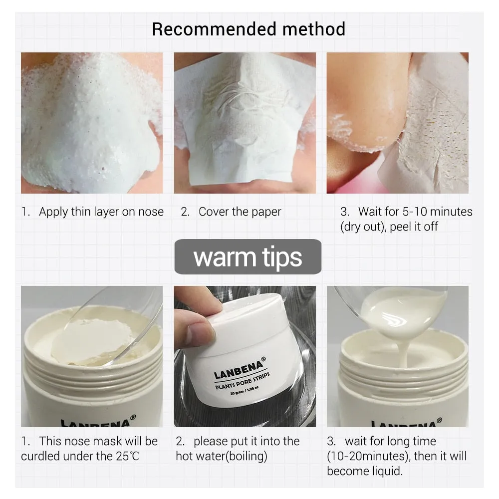New LANBENA Unisex Blackhead Remover Nose Face Mask Pore Strip Black Mask Peeling Acne Treatment Black Deep Cleansing Skin Care