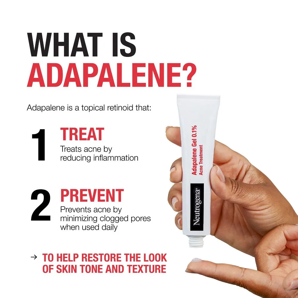 New - Neutrogena Stubborn Acne Adapalene Gel with 0.1% Adapalene Acne Treatment - 1.6oz