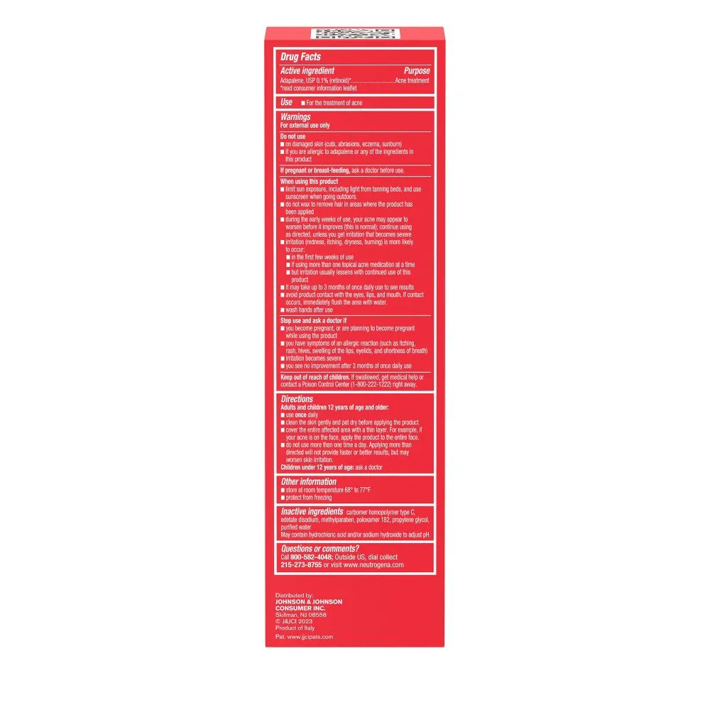 New - Neutrogena Stubborn Acne Adapalene Gel with 0.1% Adapalene Acne Treatment - 1.6oz