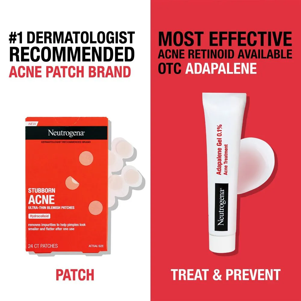 New - Neutrogena Stubborn Acne Adapalene Gel with 0.1% Adapalene Acne Treatment - 1.6oz