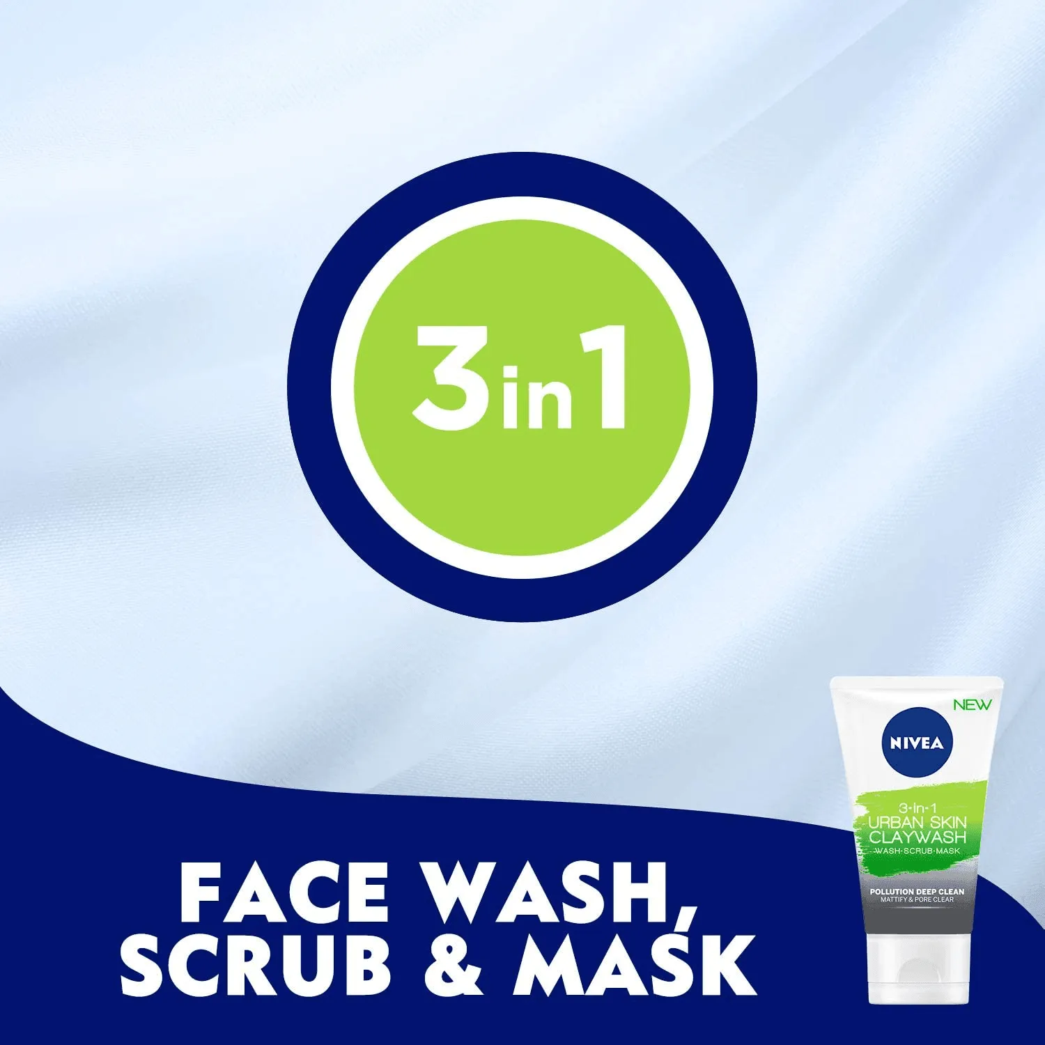 NIVEA Face Wash Scrub Mask 3in1 Urban Skin Claywash - 150ml