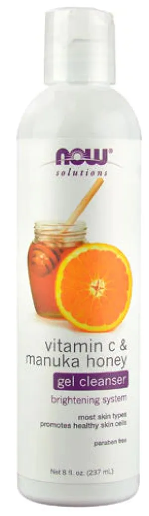NOW Foods Solutions Vitamin C & Manuka Honey Gel Cleanser, 8 fl oz