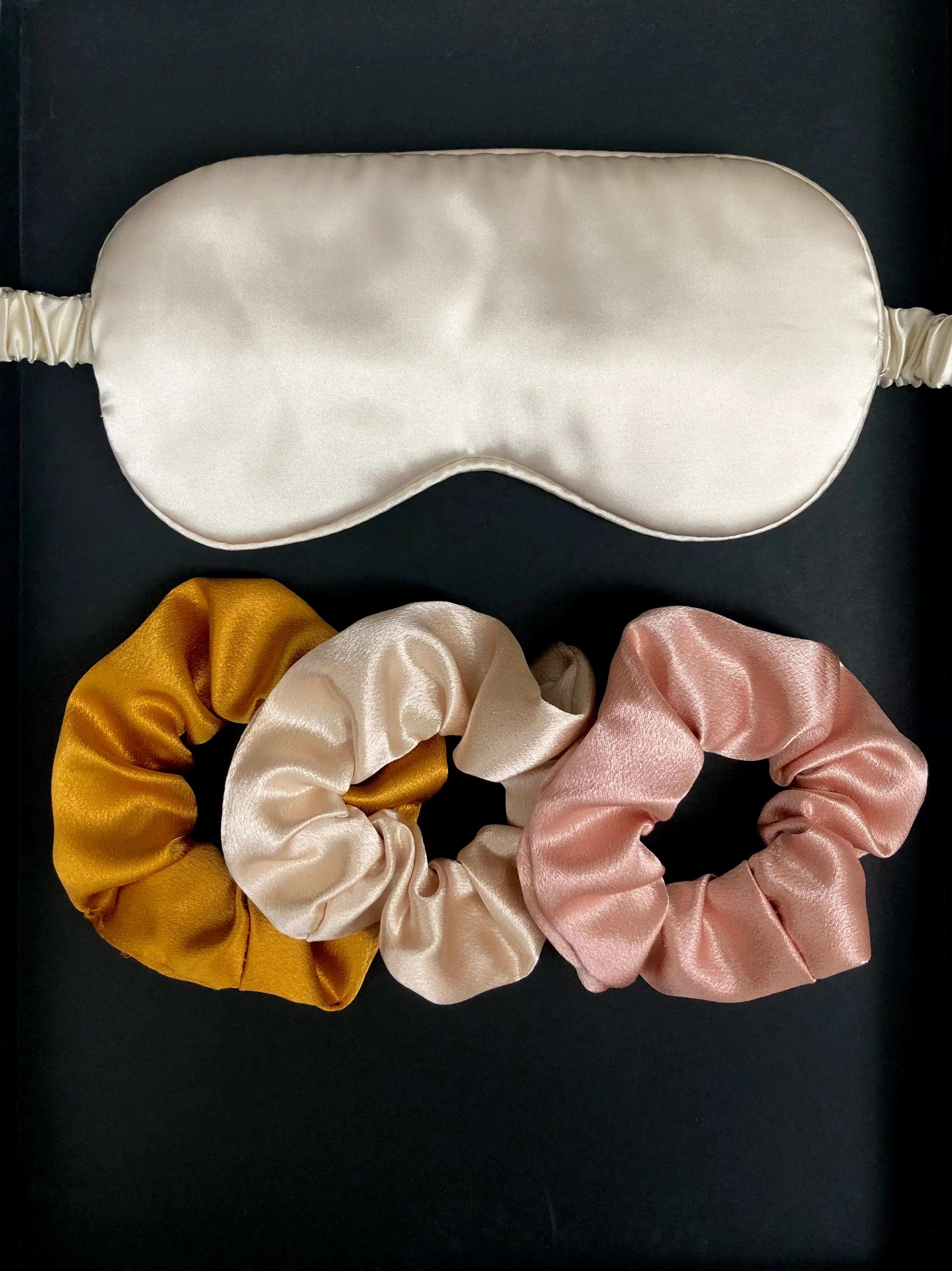 Nude Satin Scrunchie and Sleeping Mask Gift Set