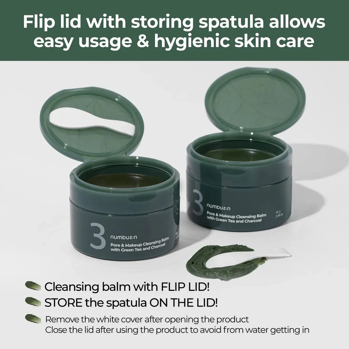 Numbuzin - No.3 Pore & Makeup Cleansing Balm with Green Tea and Charcoal - 85g