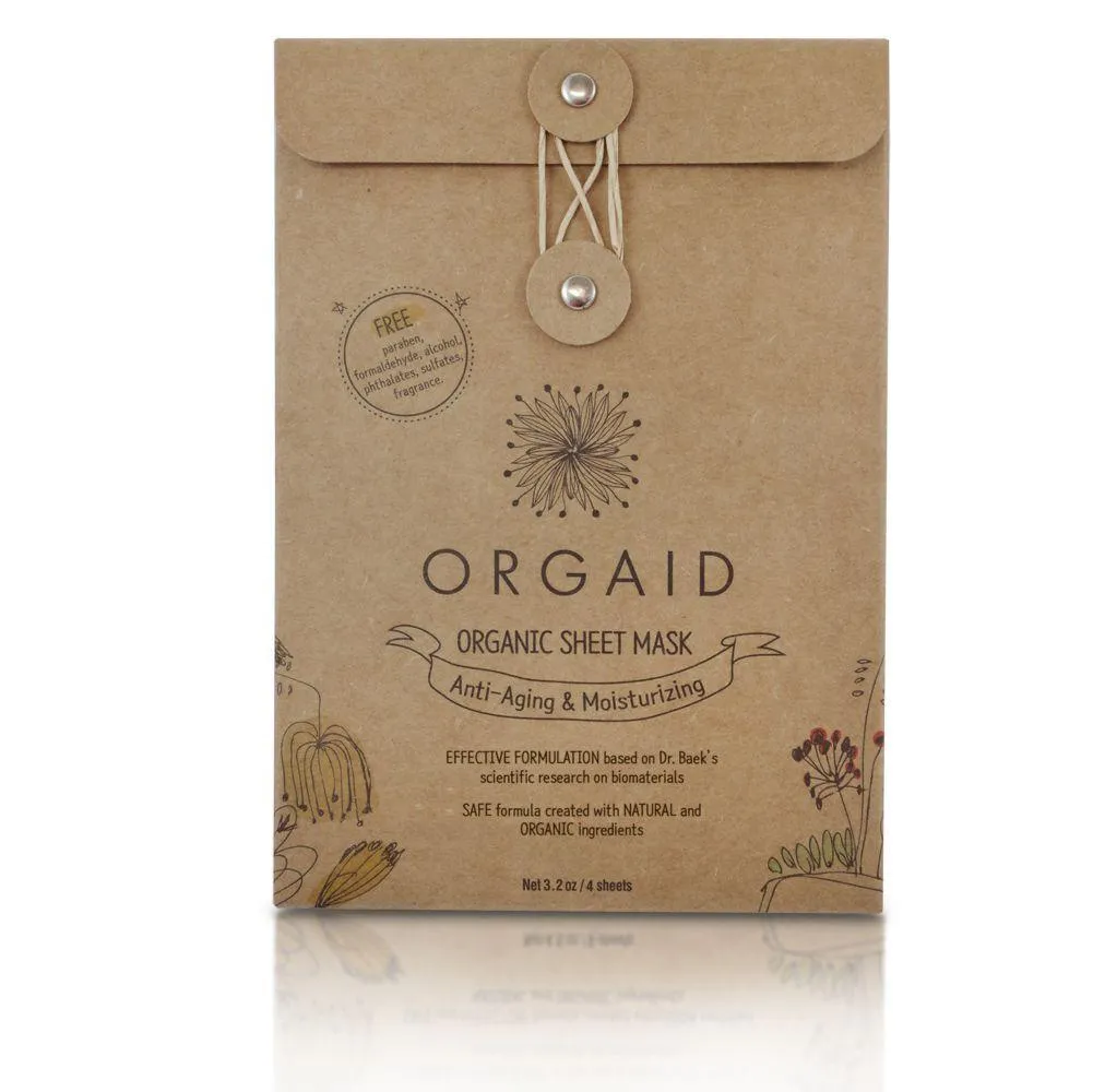 Orgaid Organic Sheet Mask ANTI-AGING & MOISTURIZING -  4 PACK
