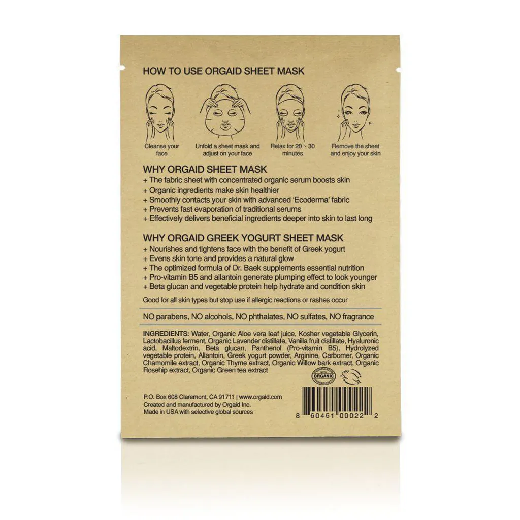 Organic Sheet Mask Greek Yogurt & Nourishing - 4 Pack