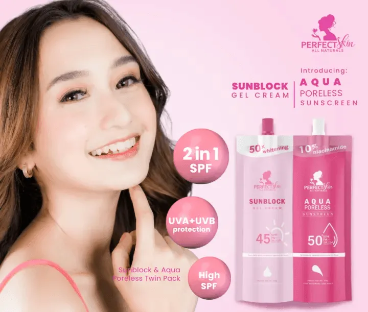 PerfectSkin Aqua Poreless & Sunblock Gel Cream Twin Pack