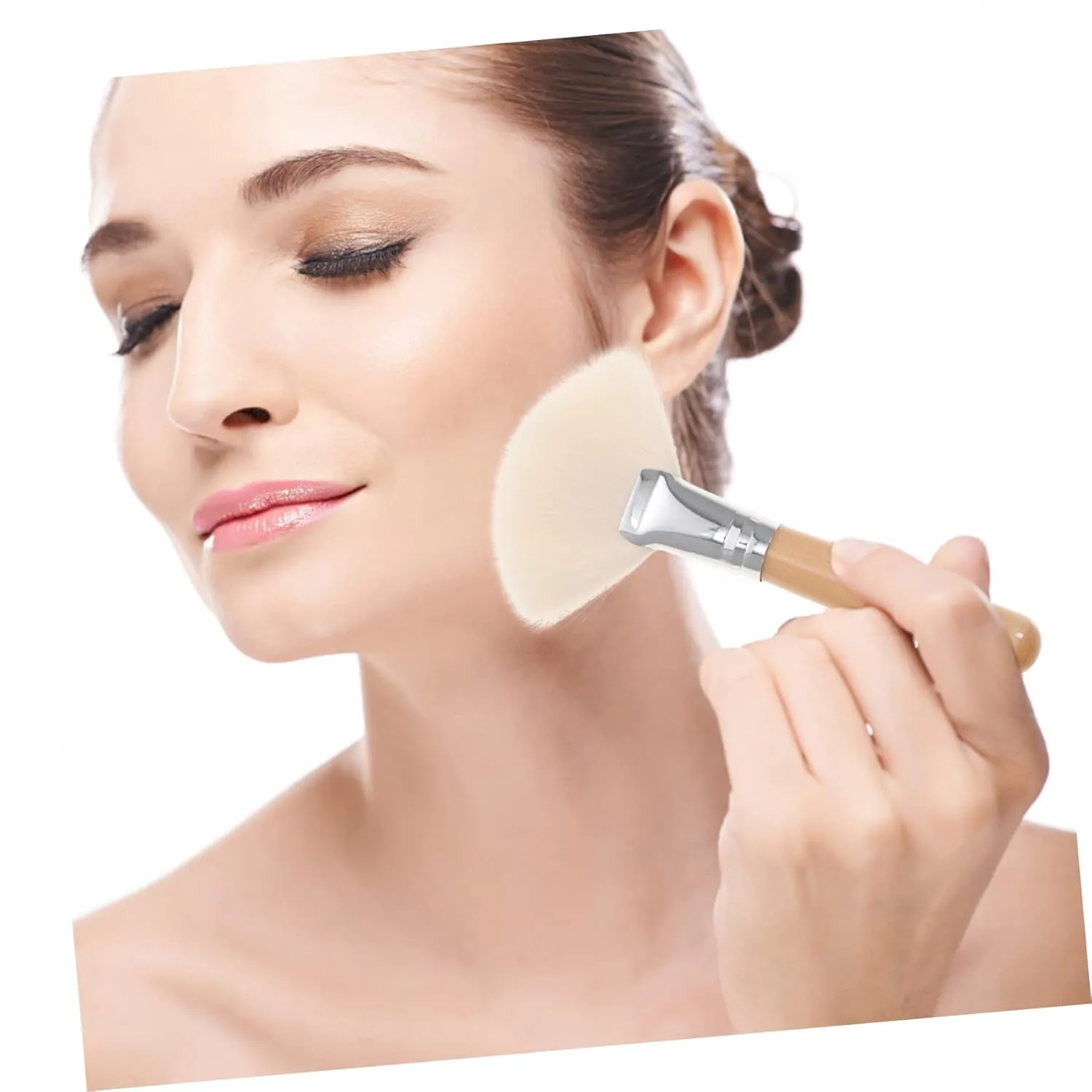 POPETPOP Highlighter Brush and Setting Brush Set Soft Nylon Hair Denser and Silkier No Shedding for Facials