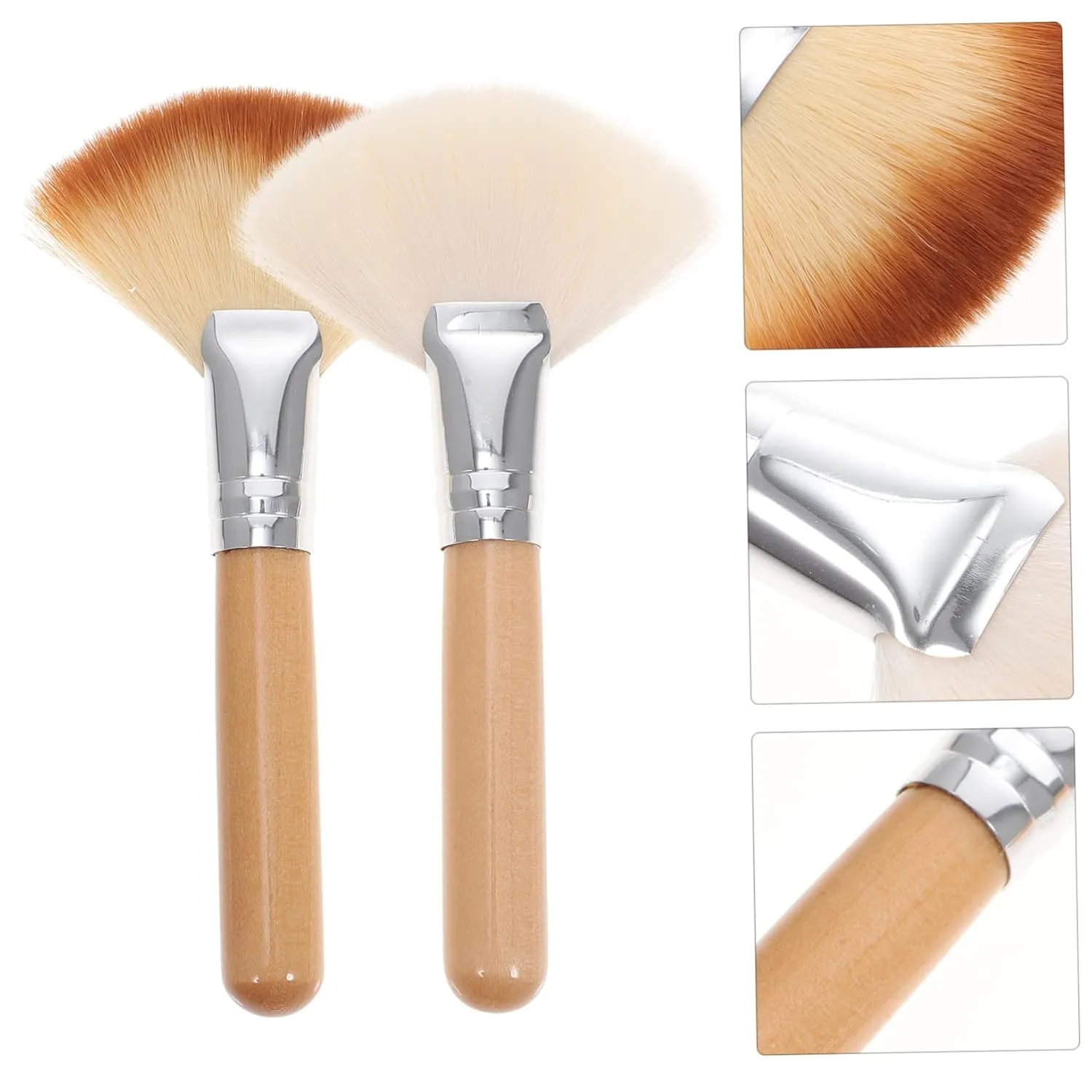 POPETPOP Highlighter Brush and Setting Brush Set Soft Nylon Hair Denser and Silkier No Shedding for Facials