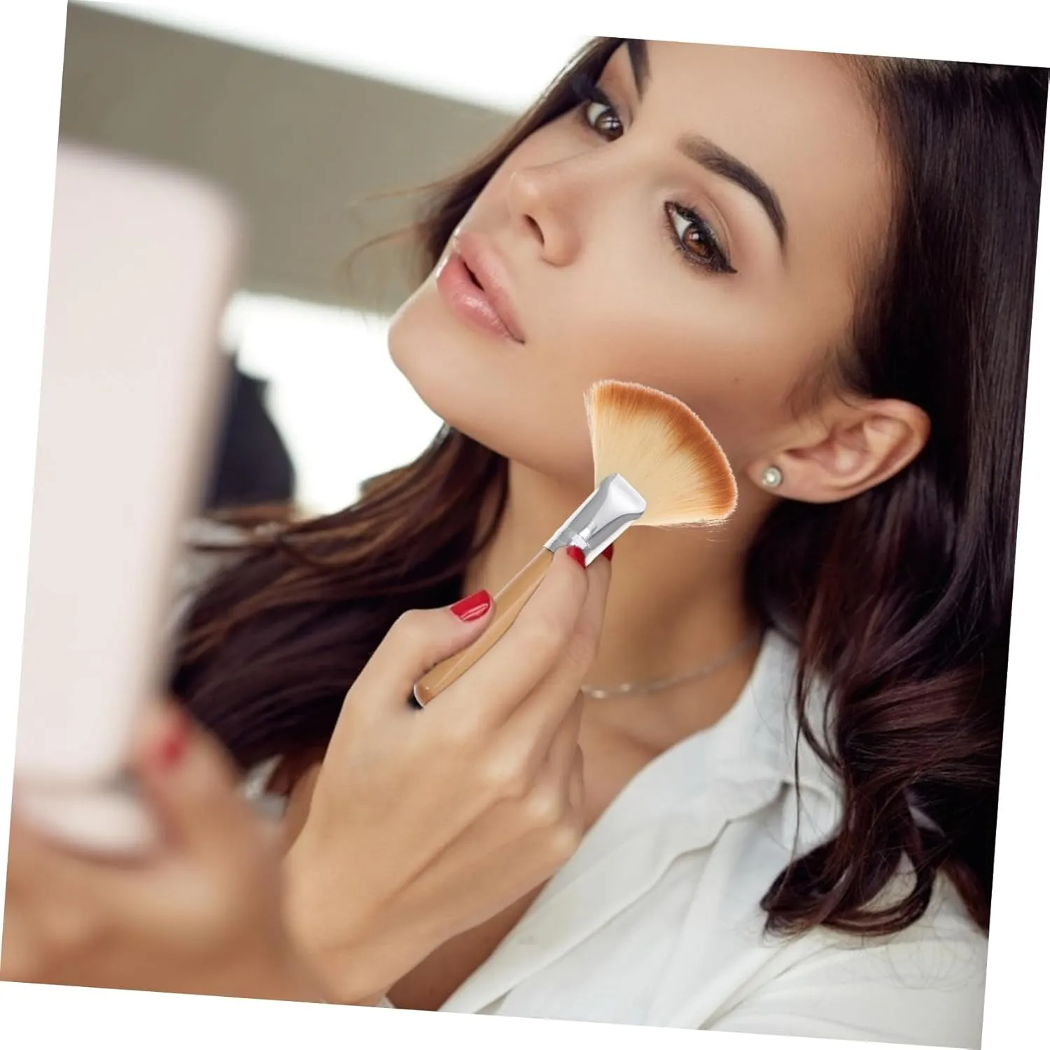 POPETPOP Highlighter Brush and Setting Brush Set Soft Nylon Hair Denser and Silkier No Shedding for Facials