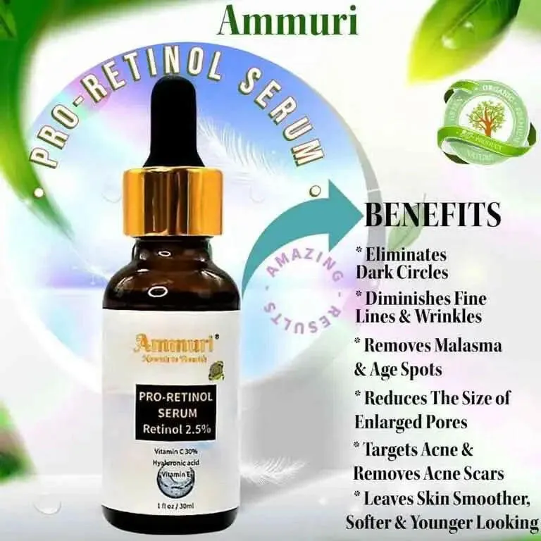 Pro-Retinol Serum - Premium 2.5% Retinol, Vegan Hyaluronic Acid & Jojoba Oil