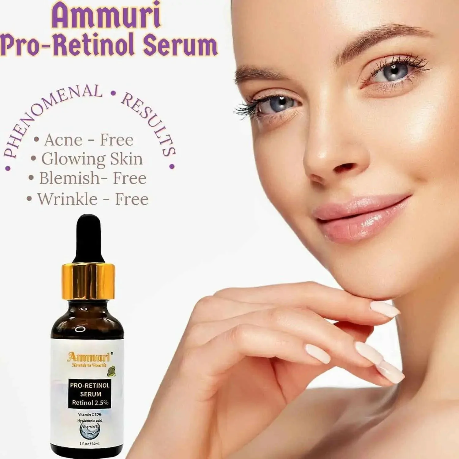 Pro-Retinol Serum - Premium 2.5% Retinol, Vegan Hyaluronic Acid & Jojoba Oil