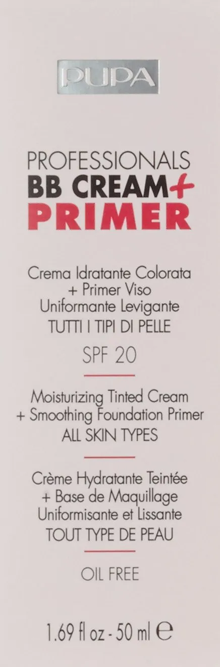 Pupa Milano Professionals BB Cream and SPF 20 Primer for Women, No. 001/Nude, 1.69 Ounce (Pack of 2)