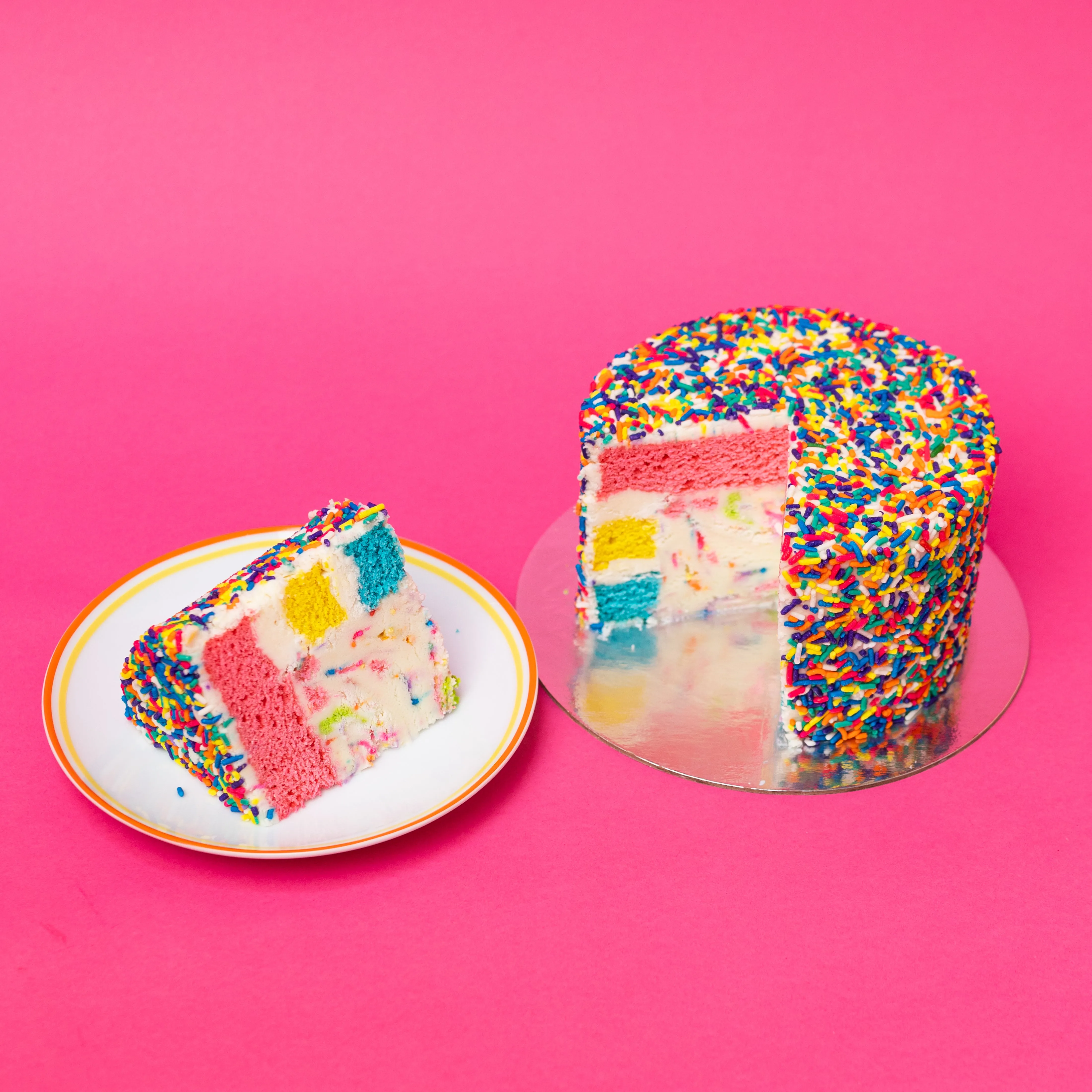 Rainbow Ice Cream Explosion® Cake