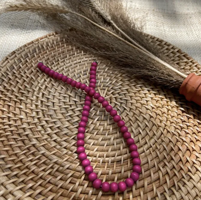 Raspberry Wooden Beads Mask Holder