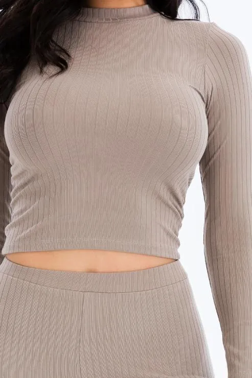 Ribbed Mock Neck Long Sleeve Top & Leggings Set (capella)