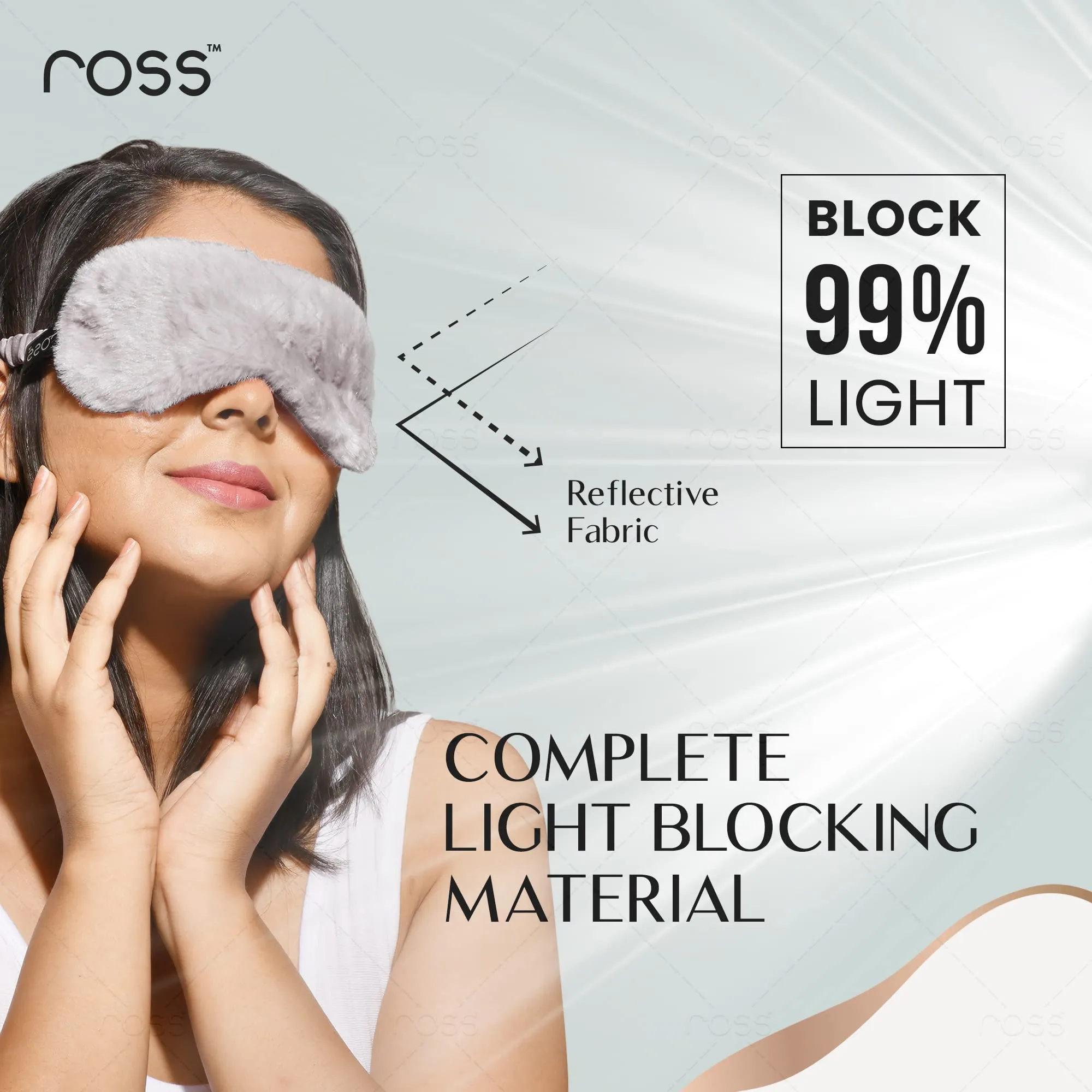 Ross 100% Mulberry Silk Faux Fur Sleep Mask Eye Mask, Super Smooth for Blind Fold (Grey - Fur)