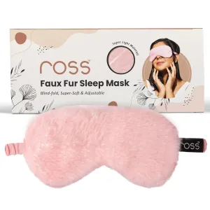 Ross 100% Mulberry Silk Faux Fur Sleep Mask Eye Mask, Super Smooth for Blind Fold (Pink - Fur)