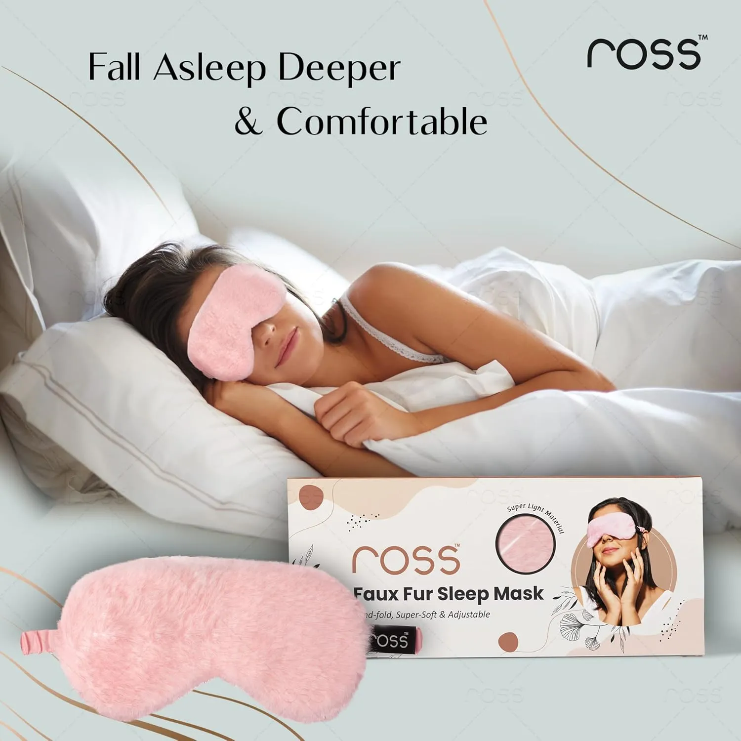 Ross 100% Mulberry Silk Faux Fur Sleep Mask Eye Mask, Super Smooth for Blind Fold (Pink - Fur)