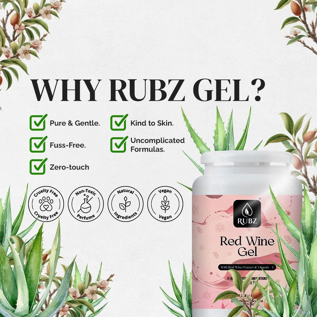 Rubz Red Wine Gel 1 Kg | Natural Gel for Body & Face Moisturizing, Hair Gel, Multipurpose Beauty Skin Gel, Acne Scars, Glowing & Radiant Skin Treatment | For Spa & Salon