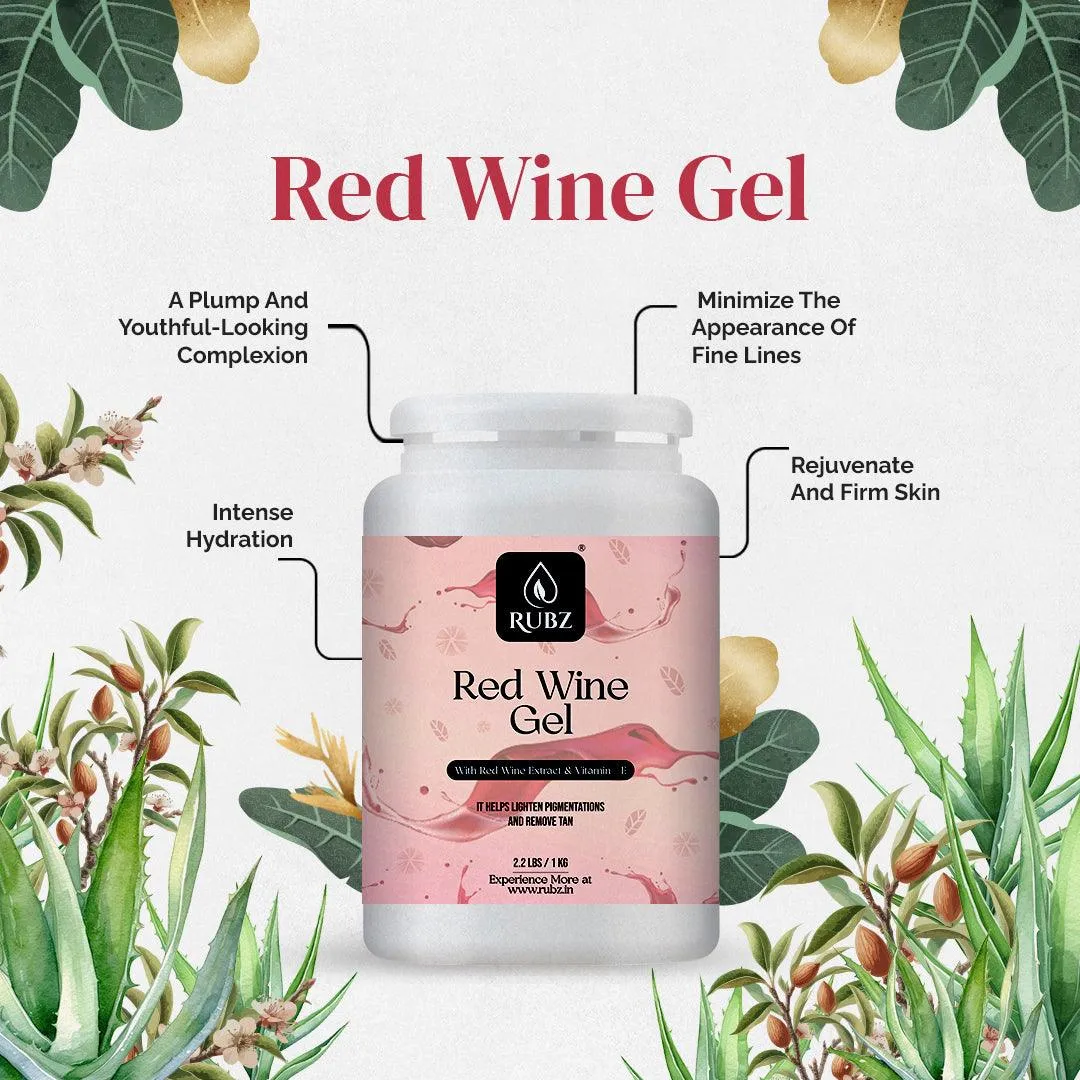 Rubz Red Wine Gel 1 Kg | Natural Gel for Body & Face Moisturizing, Hair Gel, Multipurpose Beauty Skin Gel, Acne Scars, Glowing & Radiant Skin Treatment | For Spa & Salon