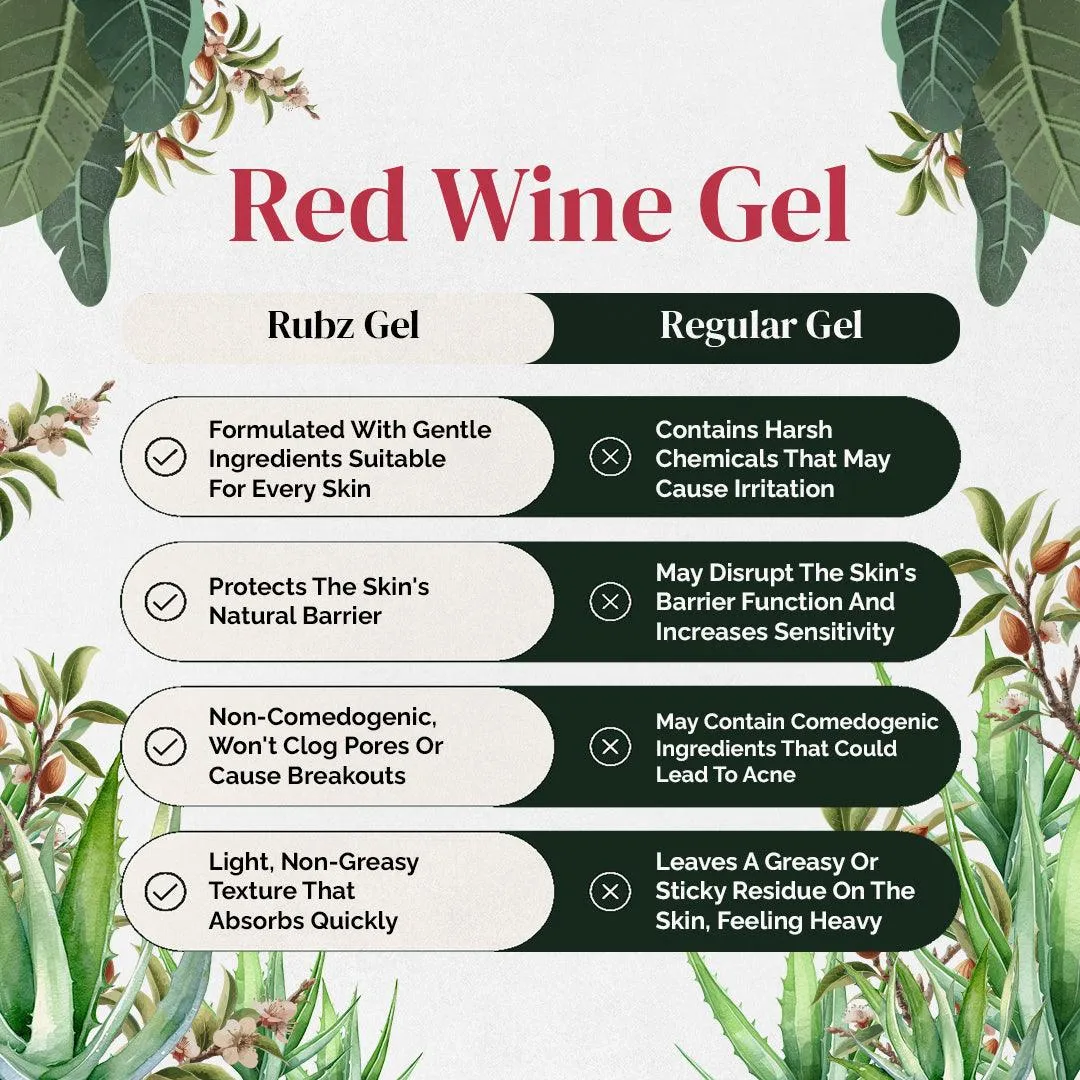 Rubz Red Wine Gel 1 Kg | Natural Gel for Body & Face Moisturizing, Hair Gel, Multipurpose Beauty Skin Gel, Acne Scars, Glowing & Radiant Skin Treatment | For Spa & Salon