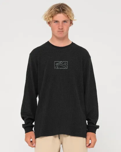 Rusty Boxed Out Waffle Top - Black