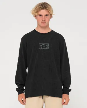 Rusty Boxed Out Waffle Top - Black