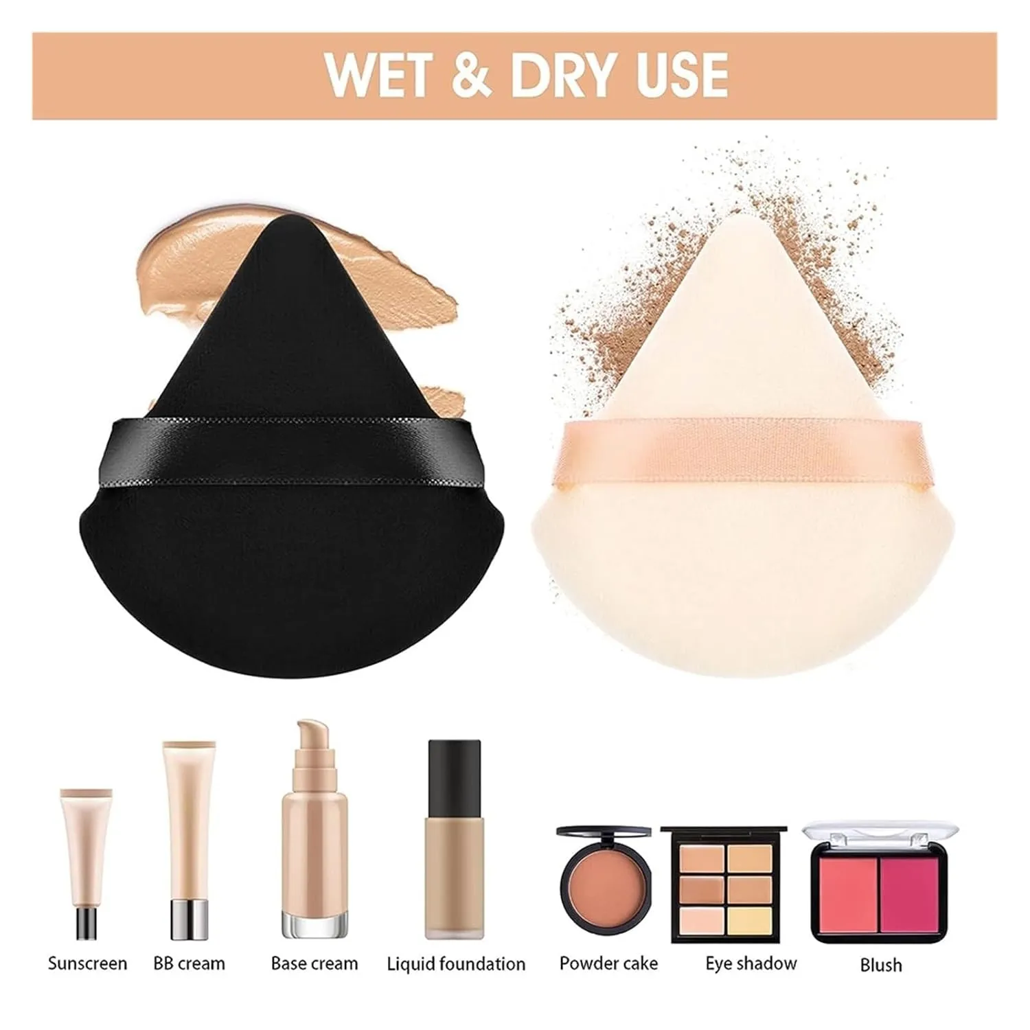 SBTRKT 1pc Velvet Triangle Shaped Powder Puff Wet Dry Used Washable Soft Makeup Sponge Tool For Foundation Powder Blusher (Color : M18x2.5 75MM)