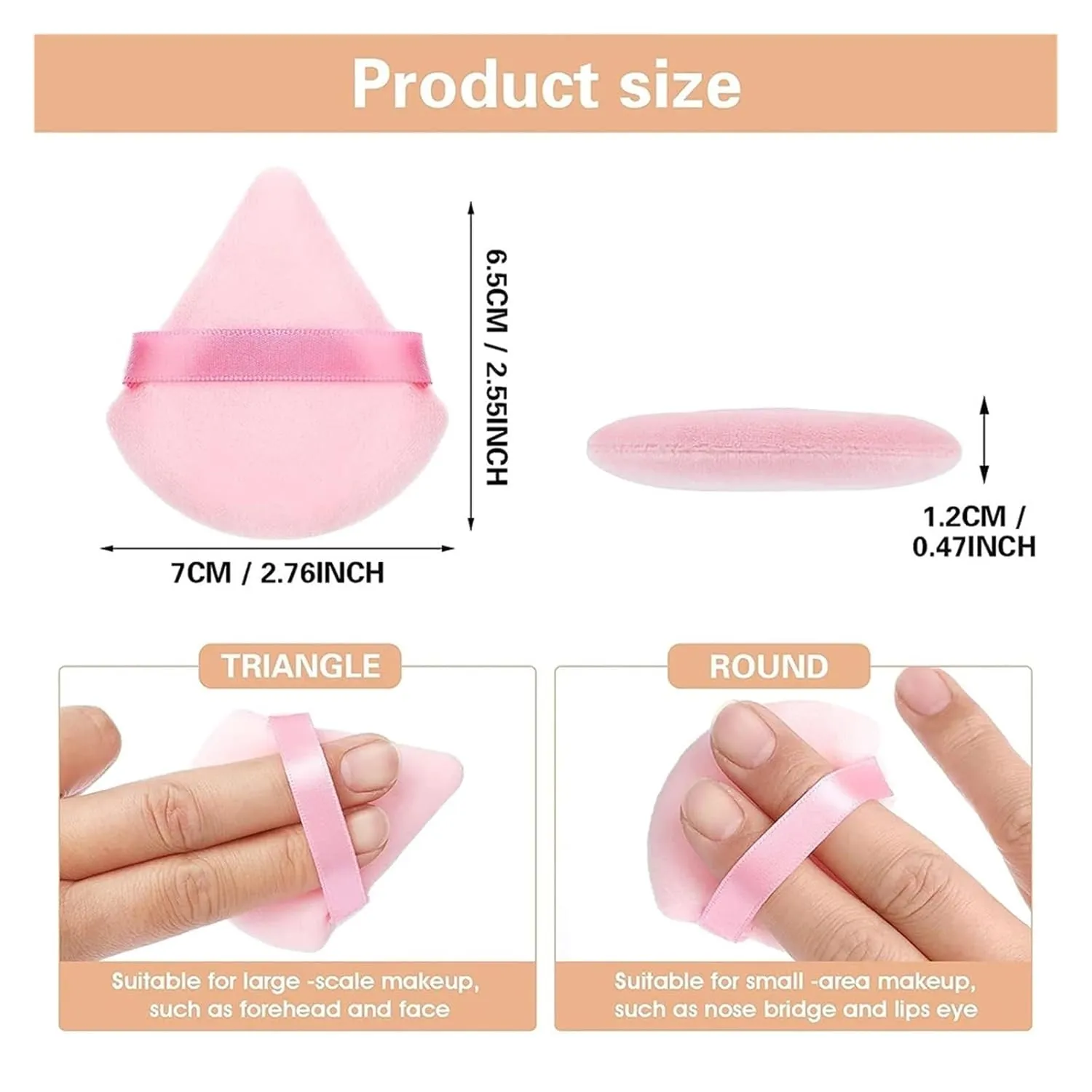 SBTRKT 1pc Velvet Triangle Shaped Powder Puff Wet Dry Used Washable Soft Makeup Sponge Tool For Foundation Powder Blusher (Color : M18x2.5 75MM)