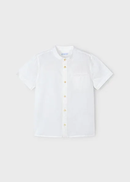 shirt s/s mock neck with pocket - cream-021
